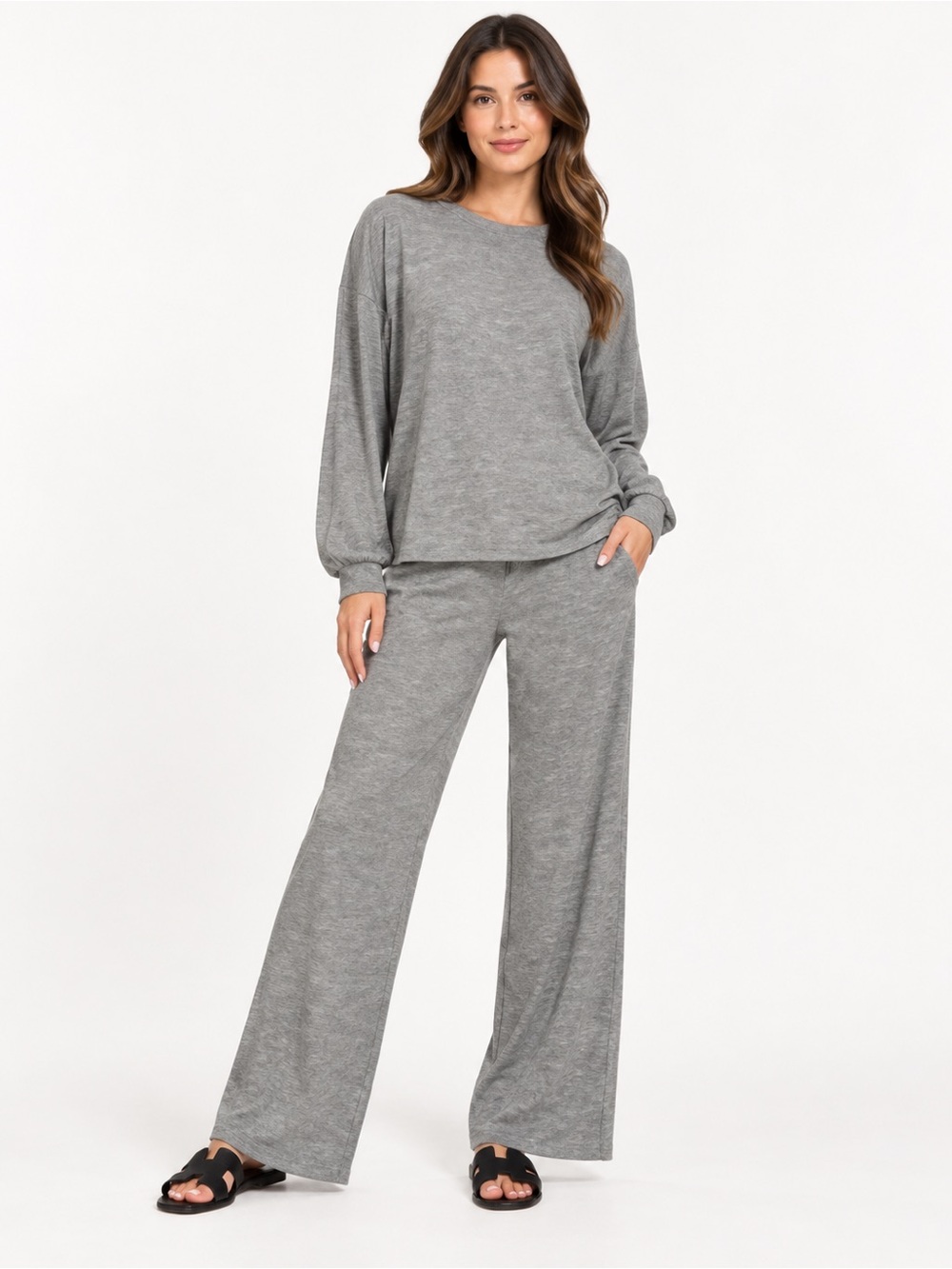 Zenana Hacci Black Mineral Washed 2 Piece Set